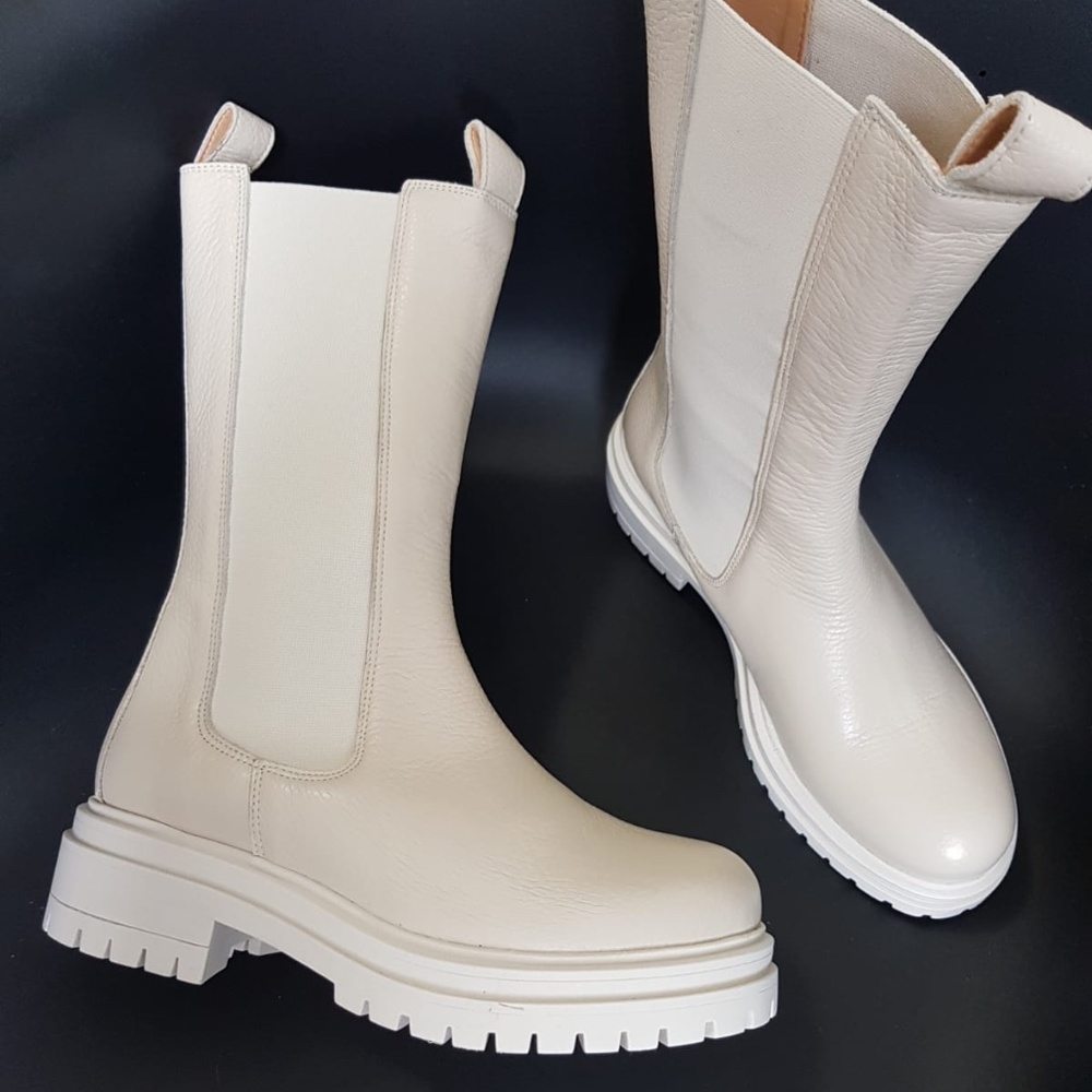 Off white leather Chelsea - Chunky boots